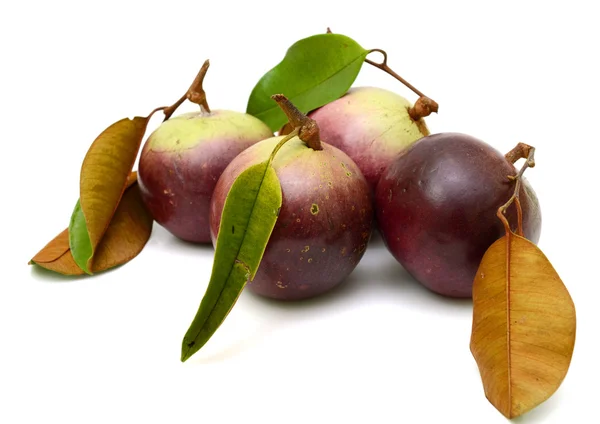 Purple star apple fruit with leaf — Stock Photo, Image