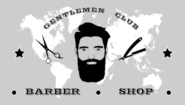 Friseursalon Gentlemen Club Friseur Etikett Abzeichen Oder Emblem Auf Grauem — Stockvektor