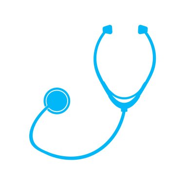 Mavi steteskop. Akciğer ve kalp işitme cihazı ikonu. Stok Vektörü