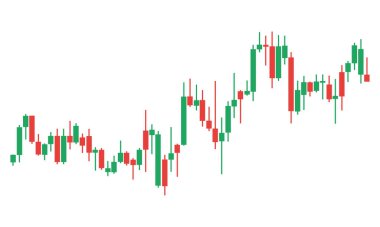 Borsa. Piyasa eğilimleri, şamdan çizelgesi kalıpları üzerinden belli bir zaman diliminde fiyatlarda dalgalanmalar gösteriyor. Vektör grafikleri