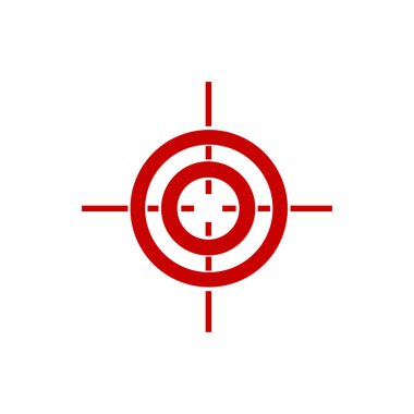 Beyaz zemin üzerinde eşmerkezli daireler ve hedef dizaynı olan kırmızı hedef sembolü