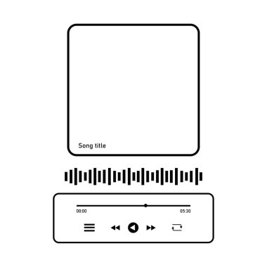 Şarkı adı ve ses kontrolleri ile basit müzik çalar arayüzü. Vektör illüstrasyonu