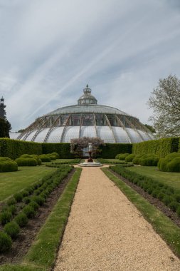 Brüksel, Belçika, 28 Mayıs 2021: Çadırlar, kubbeler ve galerilerle 1873 yılında Alphonse Balat tarafından tasarlanan klasik seralar.