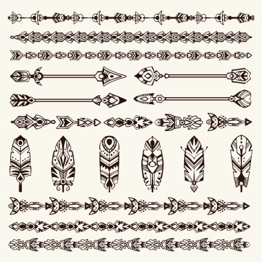 Büyük tasarım öğeleri bohem (boho) ve kabile Stil kümesi