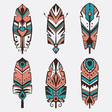 Altı dekoratif bohem tarzı tüyler