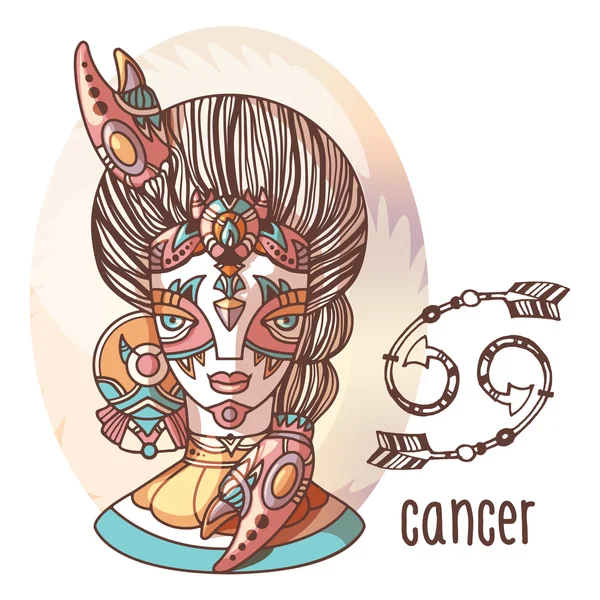 Zodiac Girl. Cancer signe du zodiaque — Image vectorielle