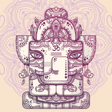 Lord Ganesh. Vector illustration of indian god of wisdom and prosperity clipart
