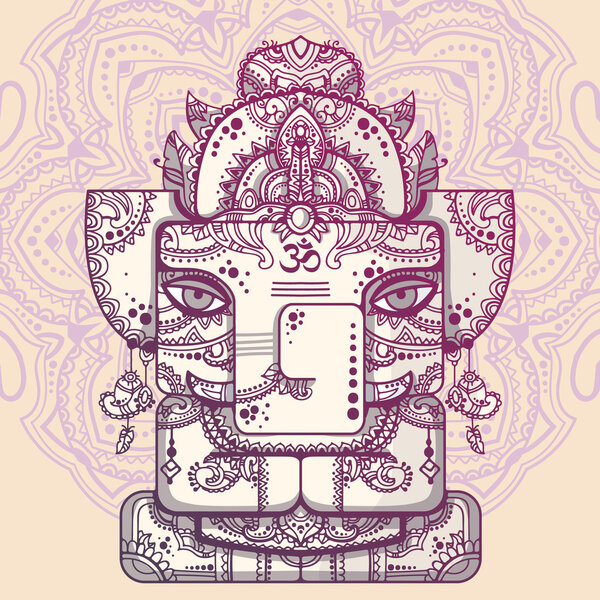 Lord Ganesh. Vector illustration of indian god of wisdom and prosperity