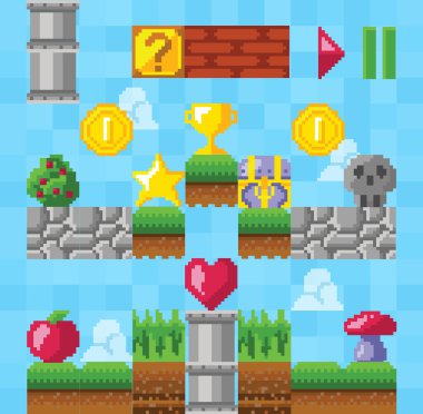 Retro video platformu oyun öğeleri