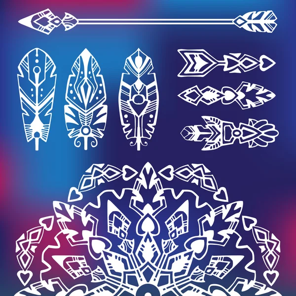 Stílus boho mandala és törzsi szimbólum — Stock Vector