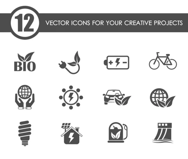 Iconos de vector de energía alternativa — Vector de stock