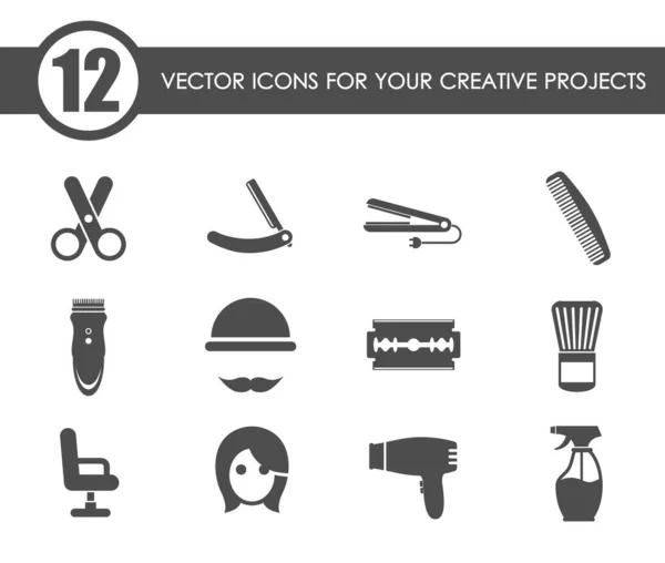 Barbería vector iconos — Vector de stock