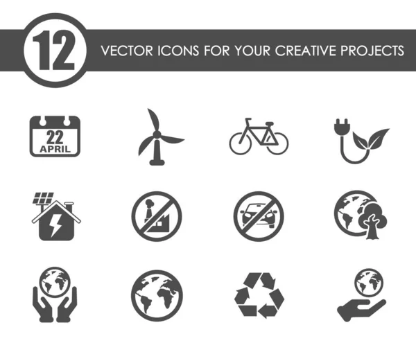 Día de la Tierra vector iconos — Vector de stock