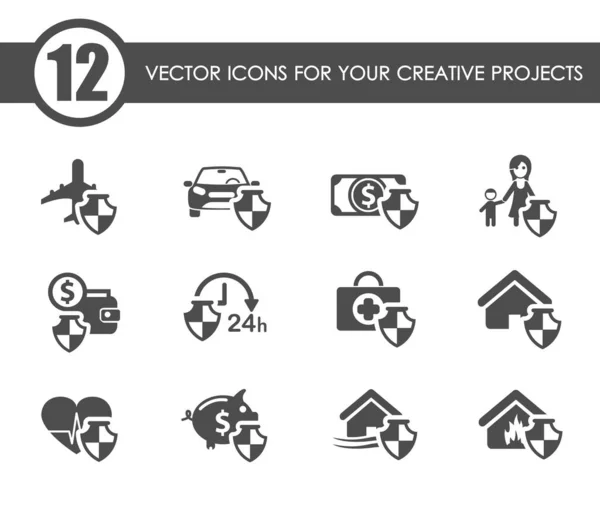 Iconos de vector de seguro — Vector de stock