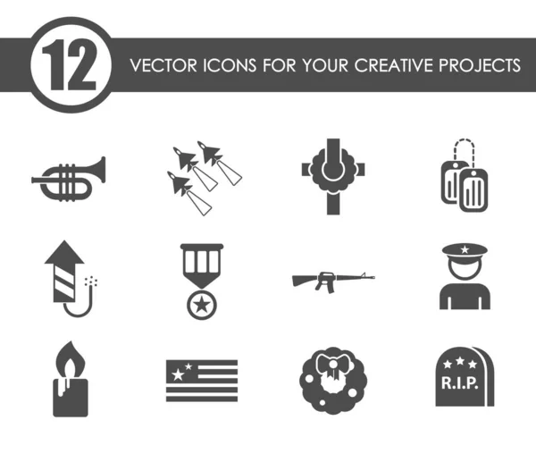 Memorial día vector iconos — Vector de stock
