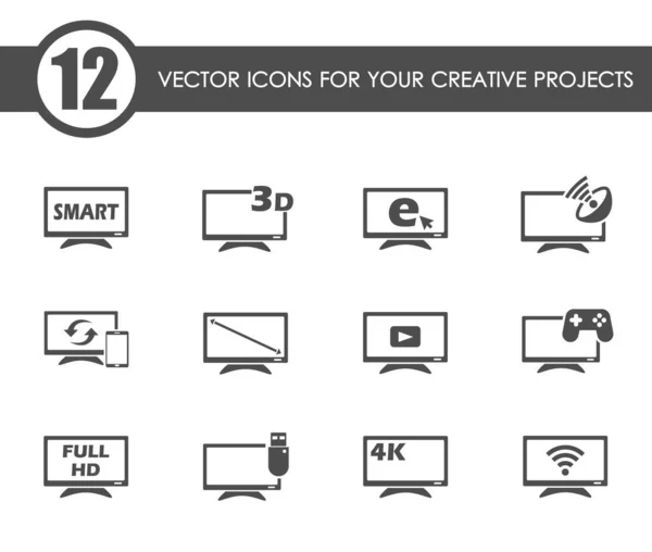 Smart tv vector iconos — Vector de stock