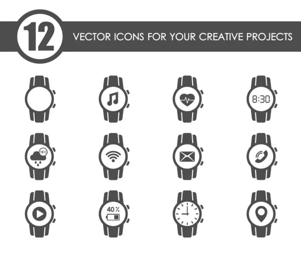 Iconos web reloj inteligente — Vector de stock