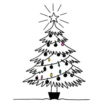 Christmas tree hand drawn vector illustration isolated on white background