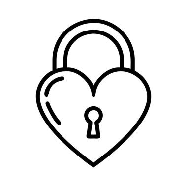 Web ve ui tasarımı için kalp kilidi ana hat vektör simgesi