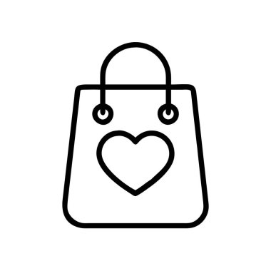 Web ve ui tasarımı için sevgililer günü alışveriş çantası ana hatları vektör simgesi