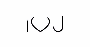 Lineer I Love U tipografi simgesi alfa kanallı budanma yolu ile canlandırıldı. Sevgililer Günü mesajları ve bildirileri için ideal.