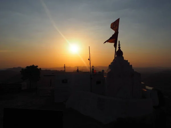 Hampi Sunrice Hanuman Temple Orange Brown Black — Stock Photo, Image