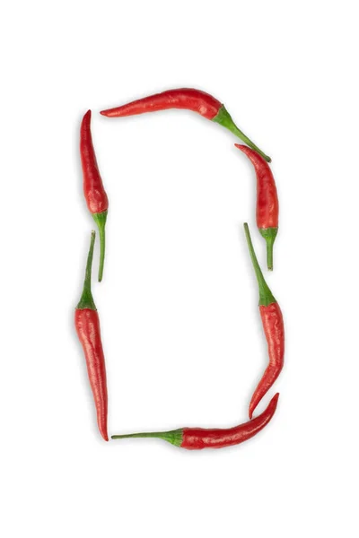 Fontti Valmistettu Kuuma Punainen Chili Pippuri Eristetty Valkoinen Kirjain Chili — kuvapankkivalokuva