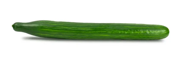 Färsk Lång Och Grön Gurka Vit Bakgrund Veganskt Livsmedelskoncept — Stockfoto