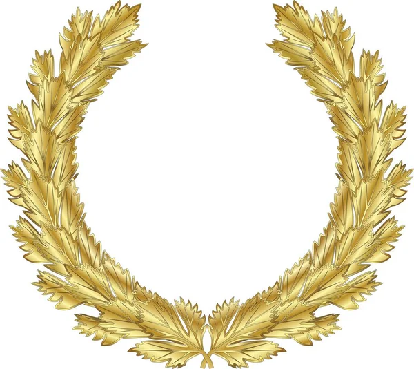 Gouden Heraldische Krans Van Esdoorn Selderij Een Witte Achtergrond Vectorafbeelding — Stockvector