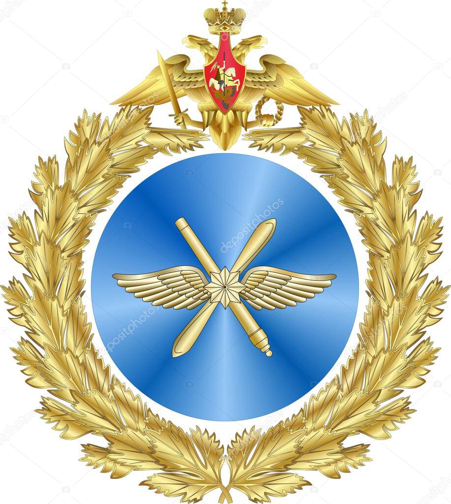 Large emblem of the Russian Air Force, on a white background. Vector image.
