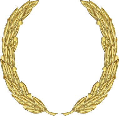 Beyaz arka planda Altın İskoç defne çelengi. Vektör resmi.