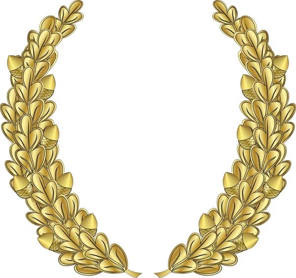 Золотой Геральдический Дубовый Венок Желудями Белом Фоне Векторное Изображение — стоковый вектор