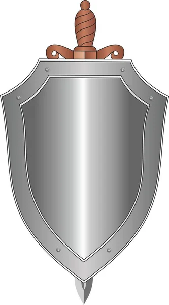 Heraldic Shield Sword White Background Vector Image — Stock Vector