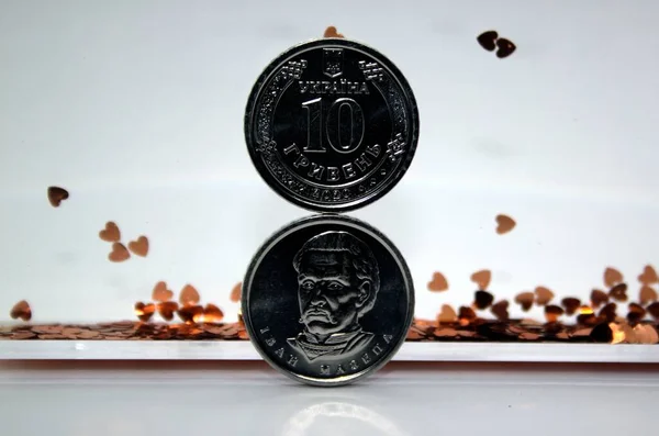 Close-up van munten om munten te stapelen — Stockfoto