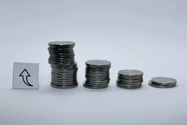 Close-up van munten om munten te stapelen — Stockfoto