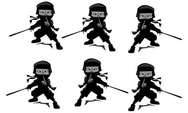 O set6 da mini ilustração do vetor ninja guerreiro — Vetor de Stock