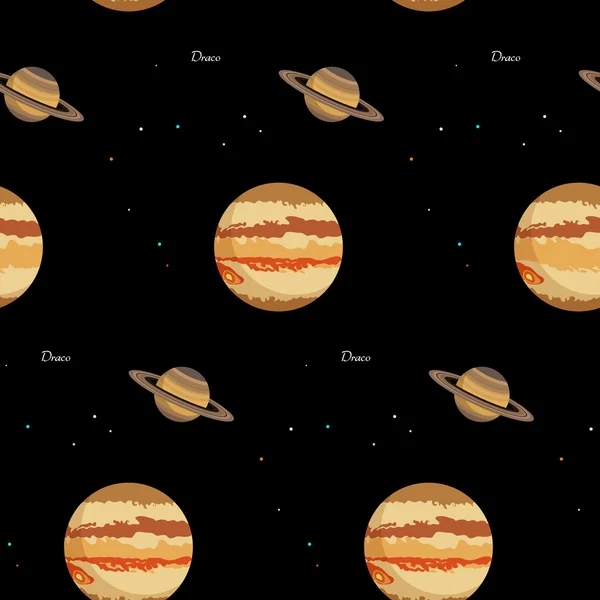 Varrás nélküli, a csillagképek, a Jupiter és a Szaturnusz bolygók — Stock Vector