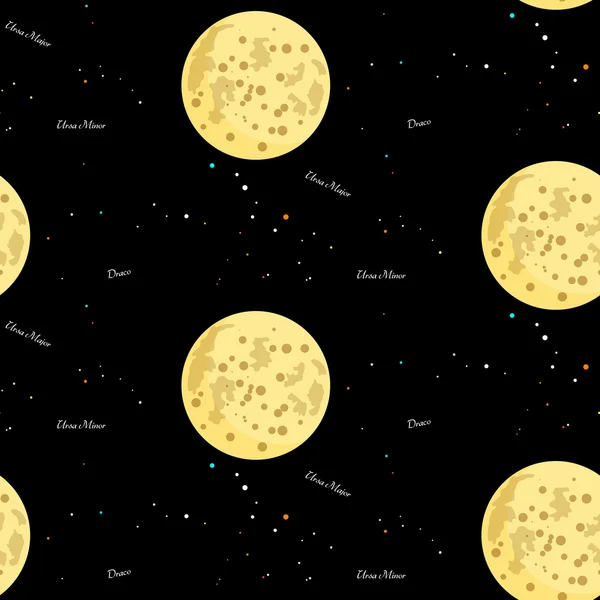 Sem costura com Lua e constelações —  Vetores de Stock
