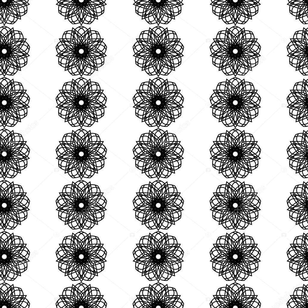 Vector illustration with black flower seamless pattern