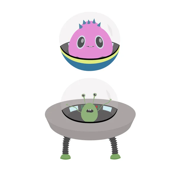 Vectorillustratie met alien in vliegende schotel — Stockvector