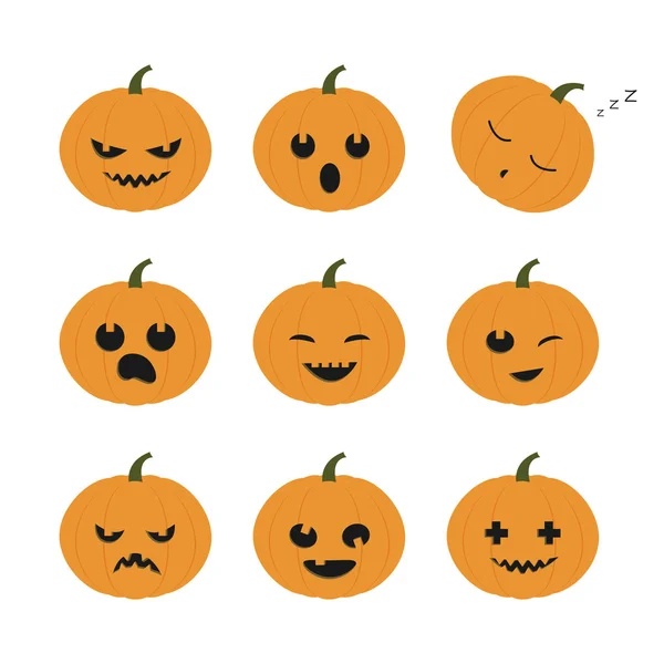 Ensemble Halloween avec citrouilles — Image vectorielle