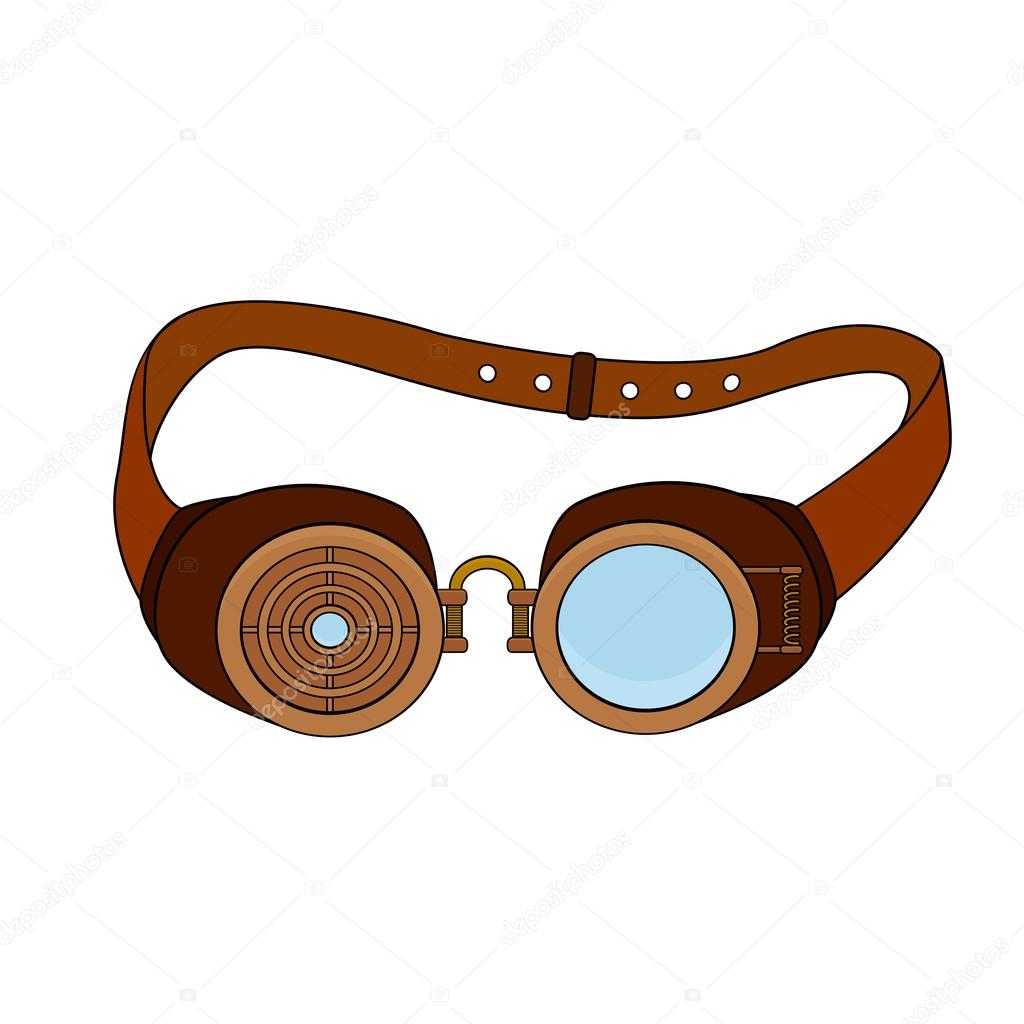 Steampunk glasses with metal elements in doodle style