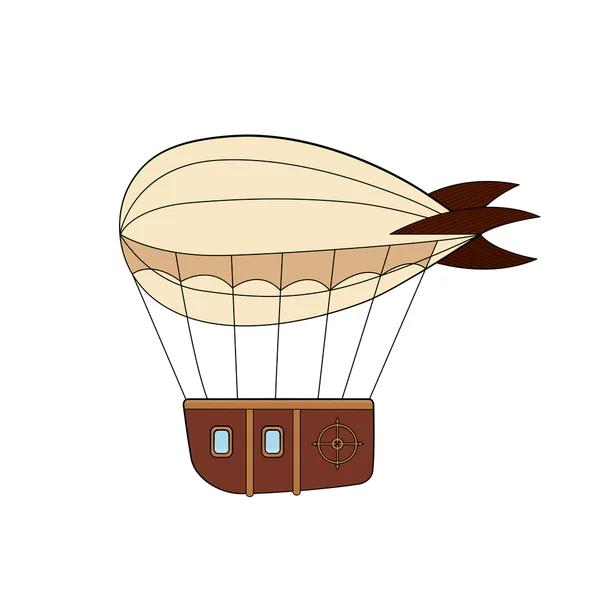 Steampunk dirigível em estilo doodle — Vetor de Stock