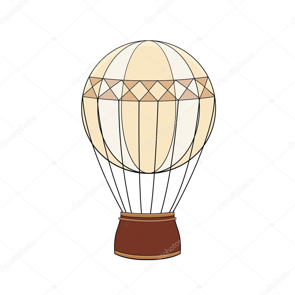 Steampunk vintage hot air balloon in doodle style