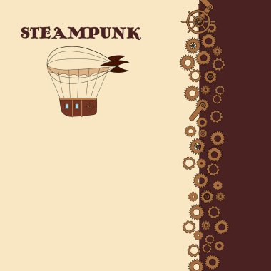 Zeplin doodle tarzı ile Steampunk kartı