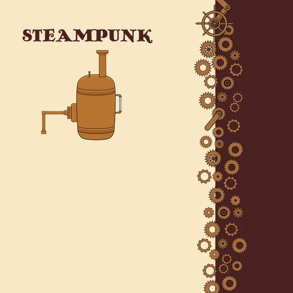 Cartão de vapor com caldeira em estilo doodle — Vetor de Stock