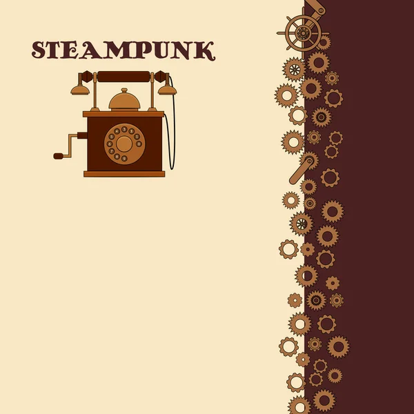 落書きスタイルで銅の要素を持つ携帯電話でスチーム パンク カード — ストックベクタ