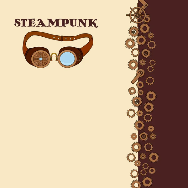 Steampunk carte avec des lunettes avec des éléments métalliques dans le style doodle Graphismes Vectoriels