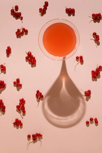 Creative Pattern Made Martini Glass Red Currants Fresh Fruit Pastel — Fotografia de Stock
