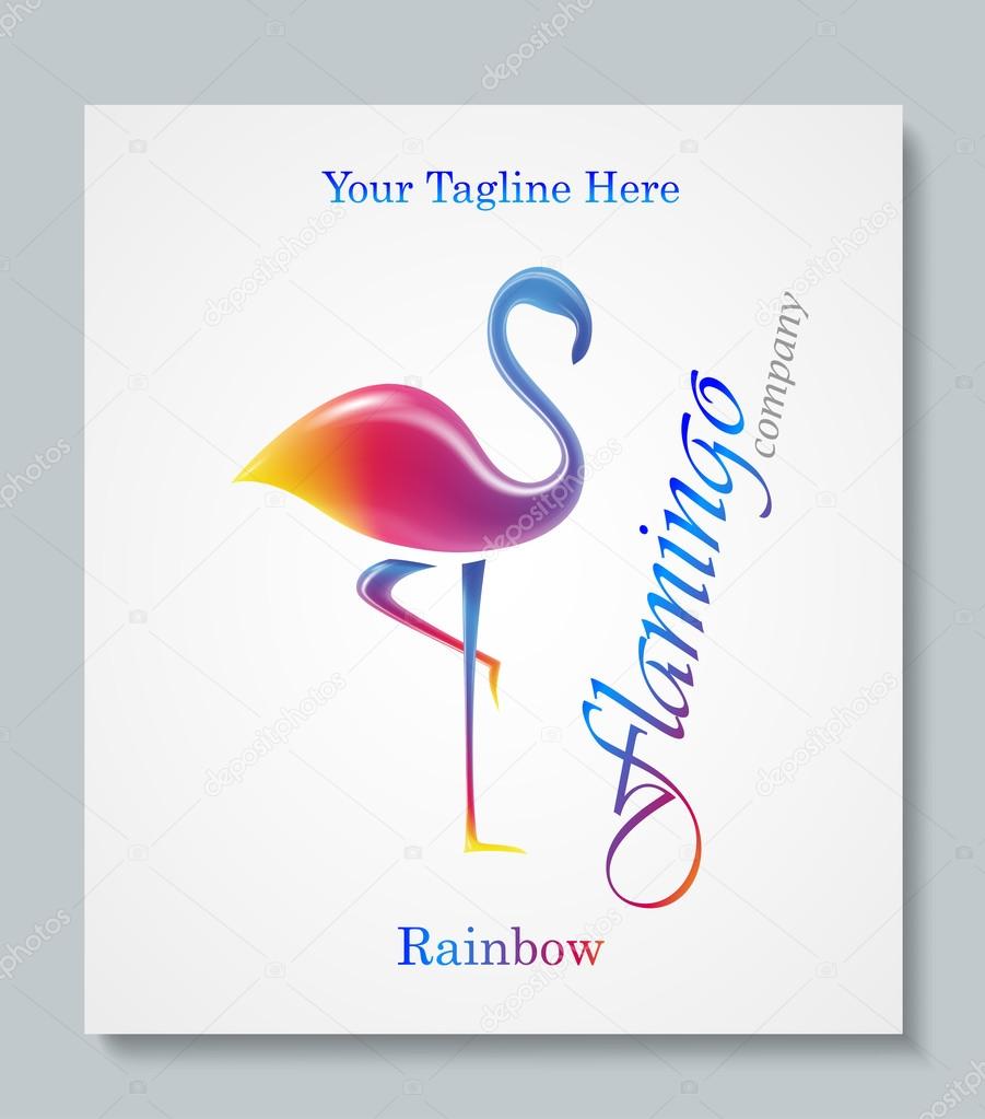 Luxury image logo Rainbow Flamingo. Business design for spa, yoga class, hotel and resort. Vector illusration